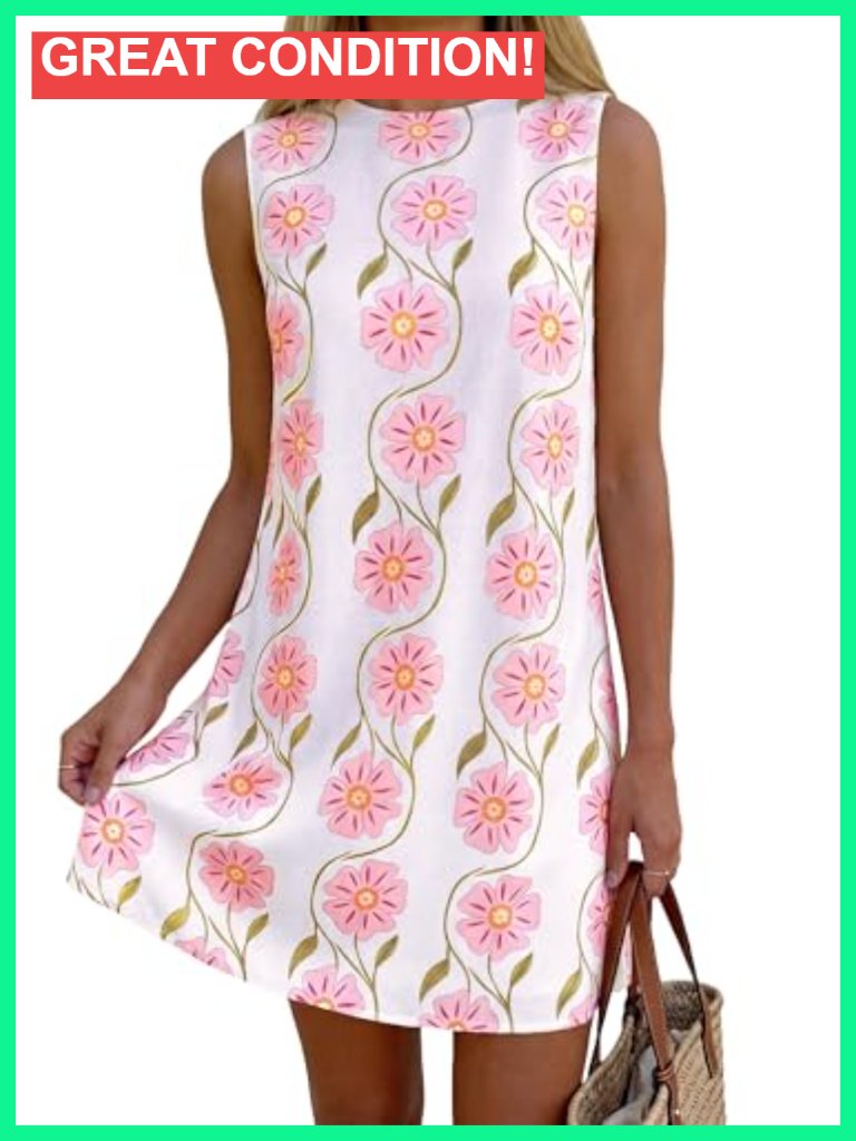 Elegant Floral A-Line Short Party Dress With Pockets Sleeveless Summer Vacation